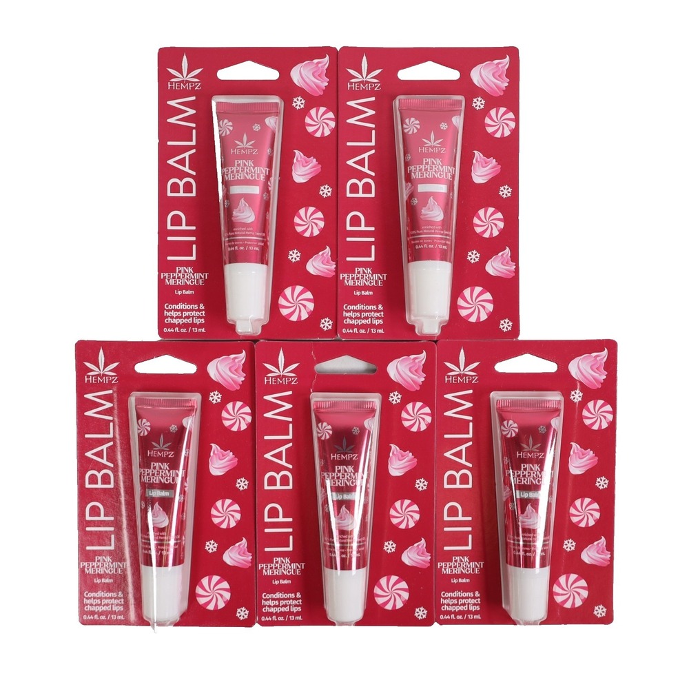 5 PACK Hempz Pink Peppermint Meringue Lip Balm Limited Edition for Chapped Lips